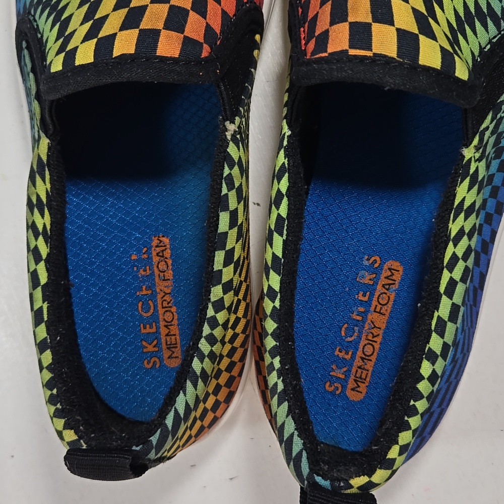 Skechers multicolor rainbow checkerboard Slip-On Sneakers - Picture 10 of 13